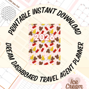 2026 Dream Dashboard Planner for Travel Agents | Printable | Instant Download | Ice Cream