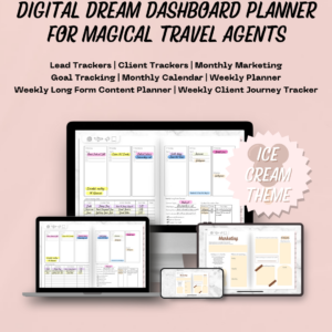 2026 Digital Planner for Travel Agents | Dream Dashboard | Ice Cream Theme (Not Printable)